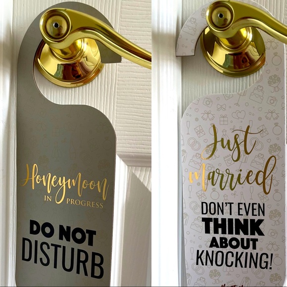 4/$25 Just married/honeymoon in progress door hanger - Picture 1 of 5